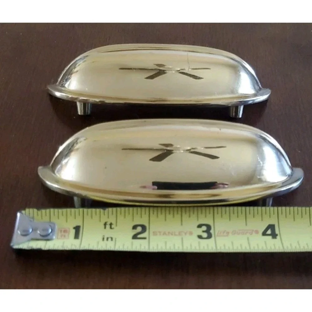 Lot Of‎ 2 Vintage Brass Cabinet Bin Pull Cup Handles 4-5/8